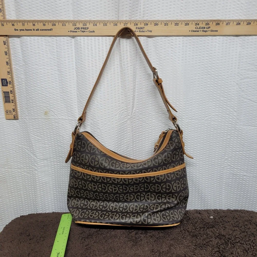 Giani Bernini Monogram Logo Hobo‎ Shoulder Bag Brown Tan Signature Purse